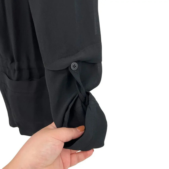 Aritzia Babaton Hamelin Jacket Crepe Draped Button Drawstring Black Size XS - Picture 8 of 12